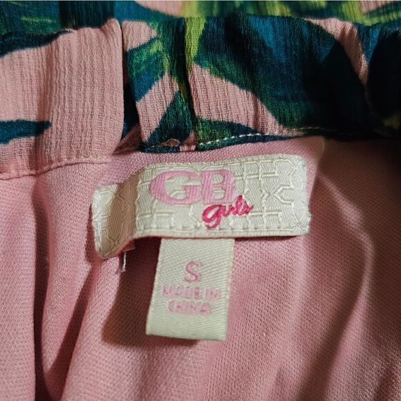 GB GIRLS Pink Green Legacy AKA Tropical Print Dress - Size Small - Picture 6 of 6